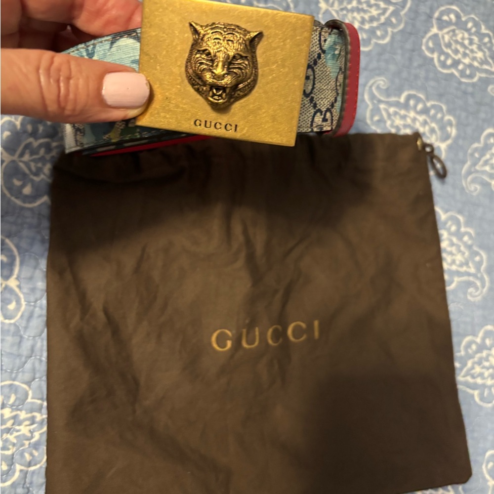 Gucci Floral Blue and Green Belt